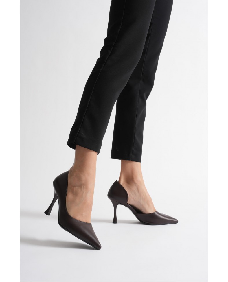 Kadın Acı Kahve Cilt Topuklu Ayakkabı TR08MS45Y