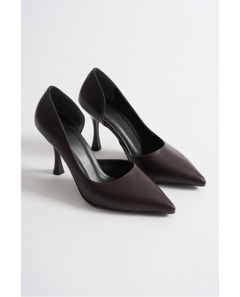 Kadın Acı Kahve Cilt Topuklu Ayakkabı TR08MS45Y