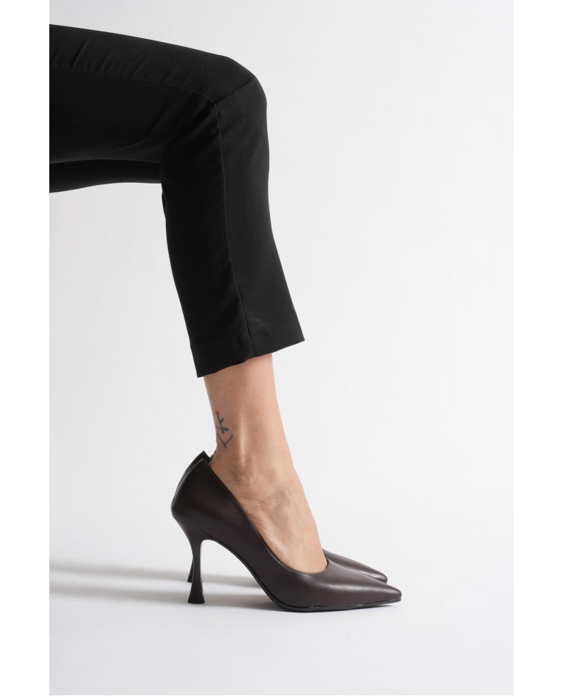 Kadın Acı Kahve Cilt Topuklu Ayakkabı TR08MS45Y