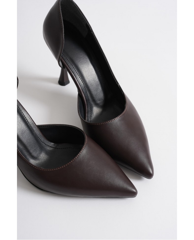 Kadın Acı Kahve Cilt Topuklu Ayakkabı TR08MS45Y