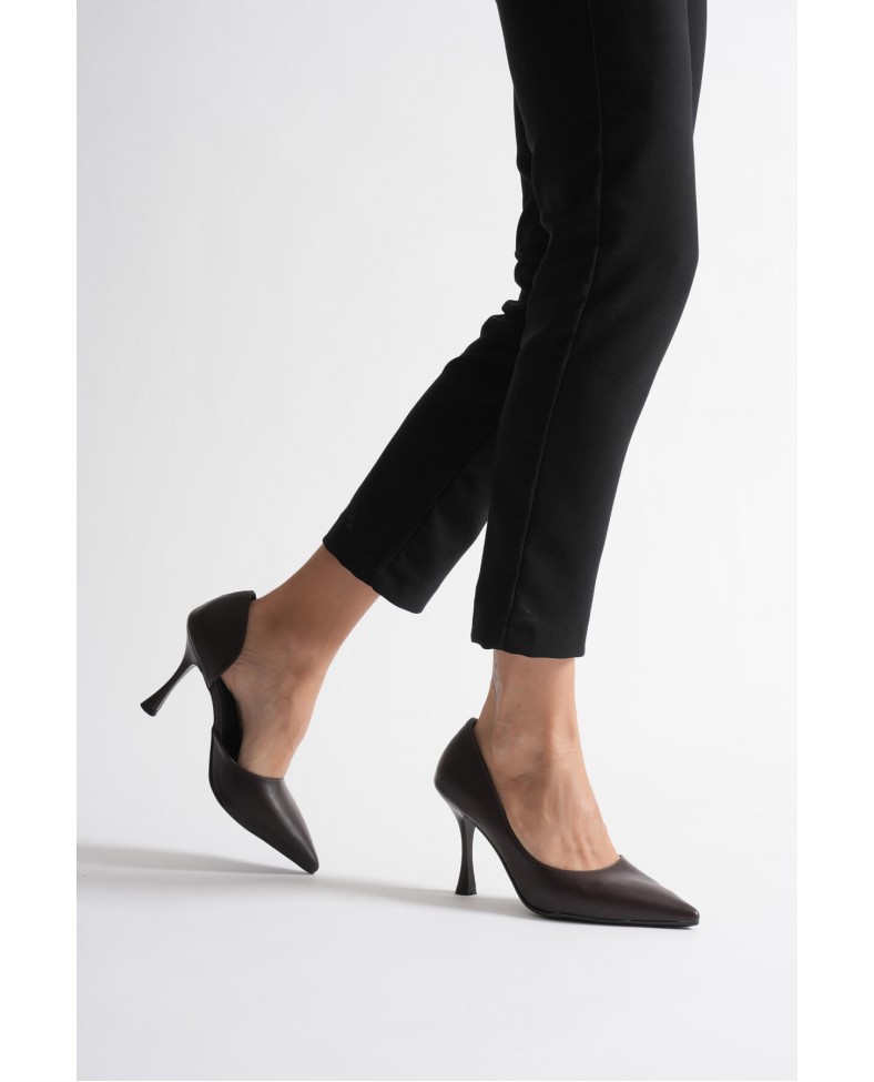 Kadın Acı Kahve Cilt Topuklu Ayakkabı TR08MS45Y