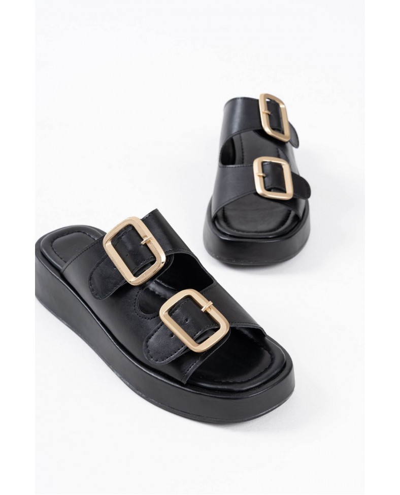 Siyah Cilt Tokalı Terlik TR17MY01A