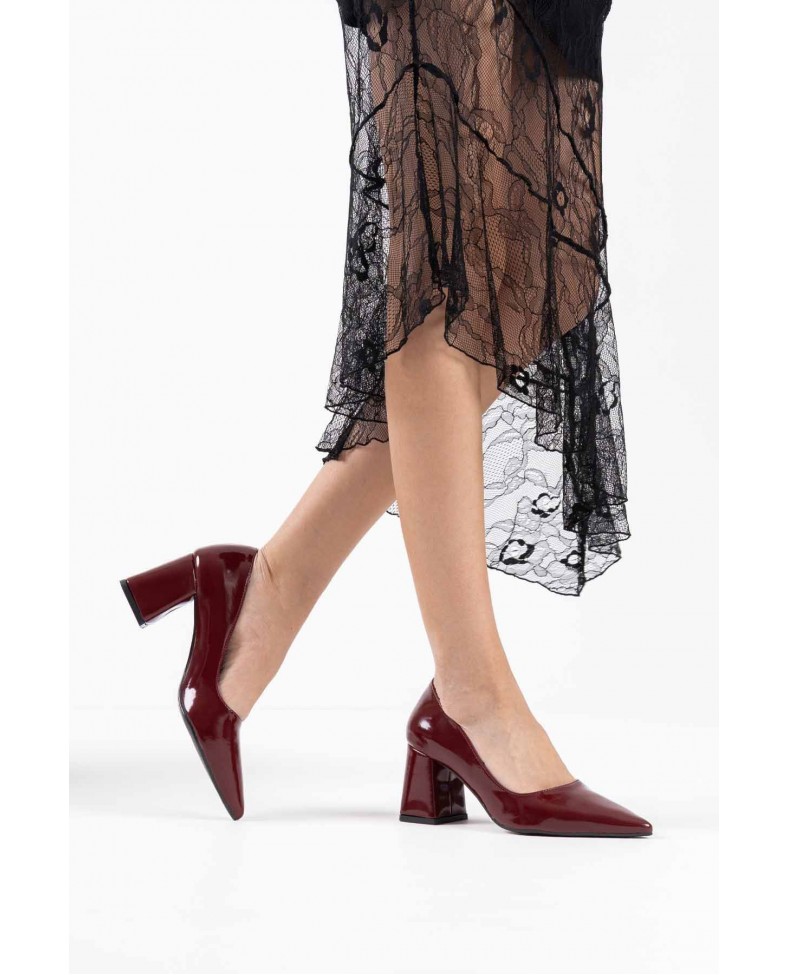 Bordo Rugan Kadın Topuklu Ayakkabı TR08MS16G