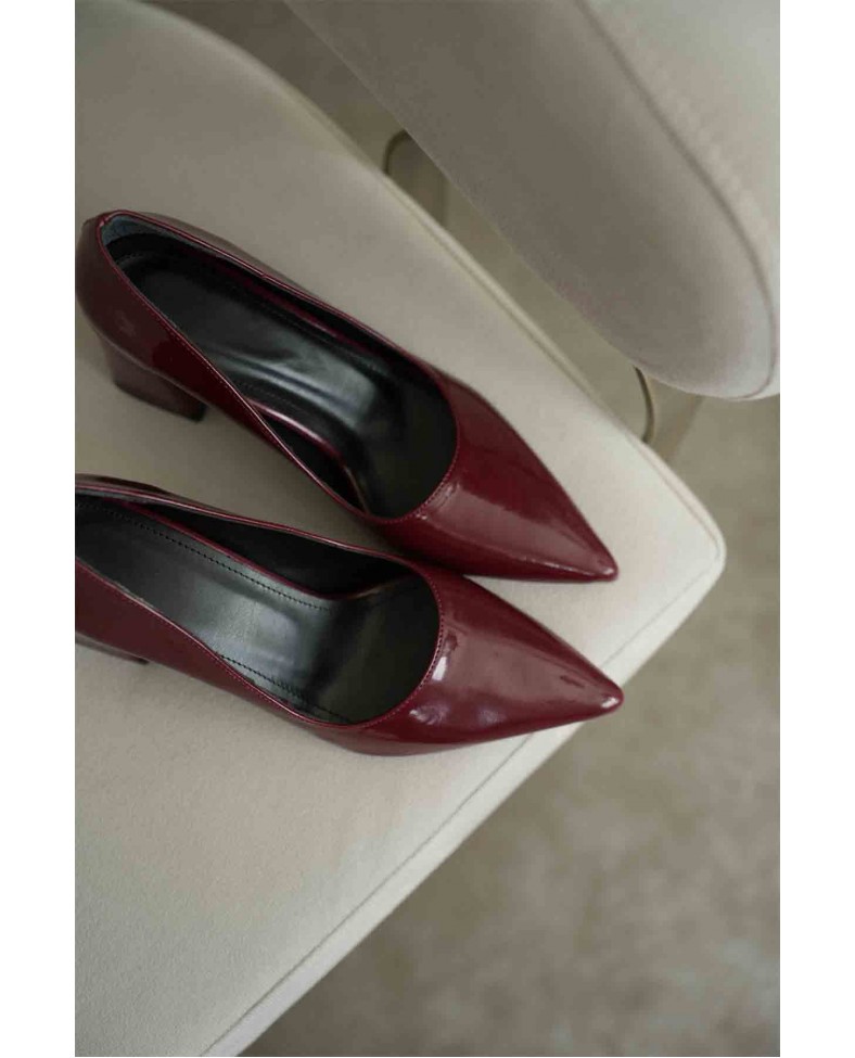 Bordo Rugan Kadın Topuklu Ayakkabı TR08MS16G