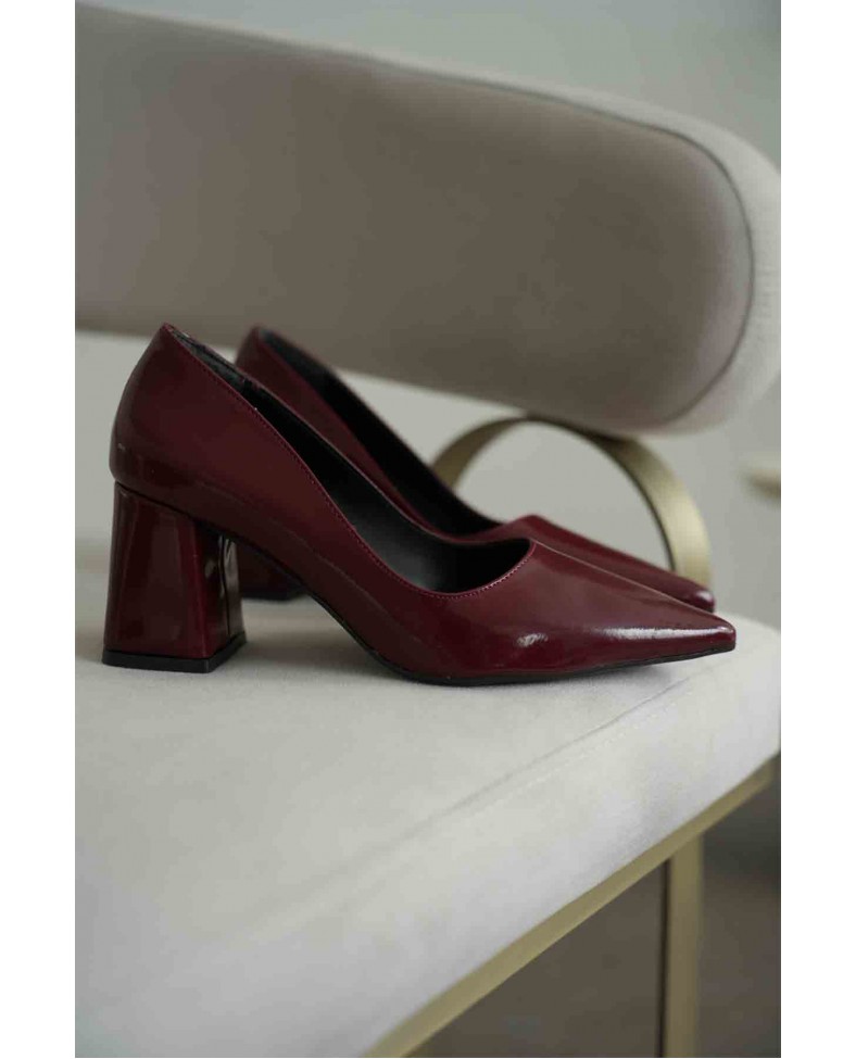 Bordo Rugan Kadın Topuklu Ayakkabı TR08MS16G