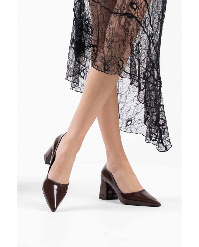 Acı Kahve Rugan Kadın Topuklu Ayakkabı TR08MS16F