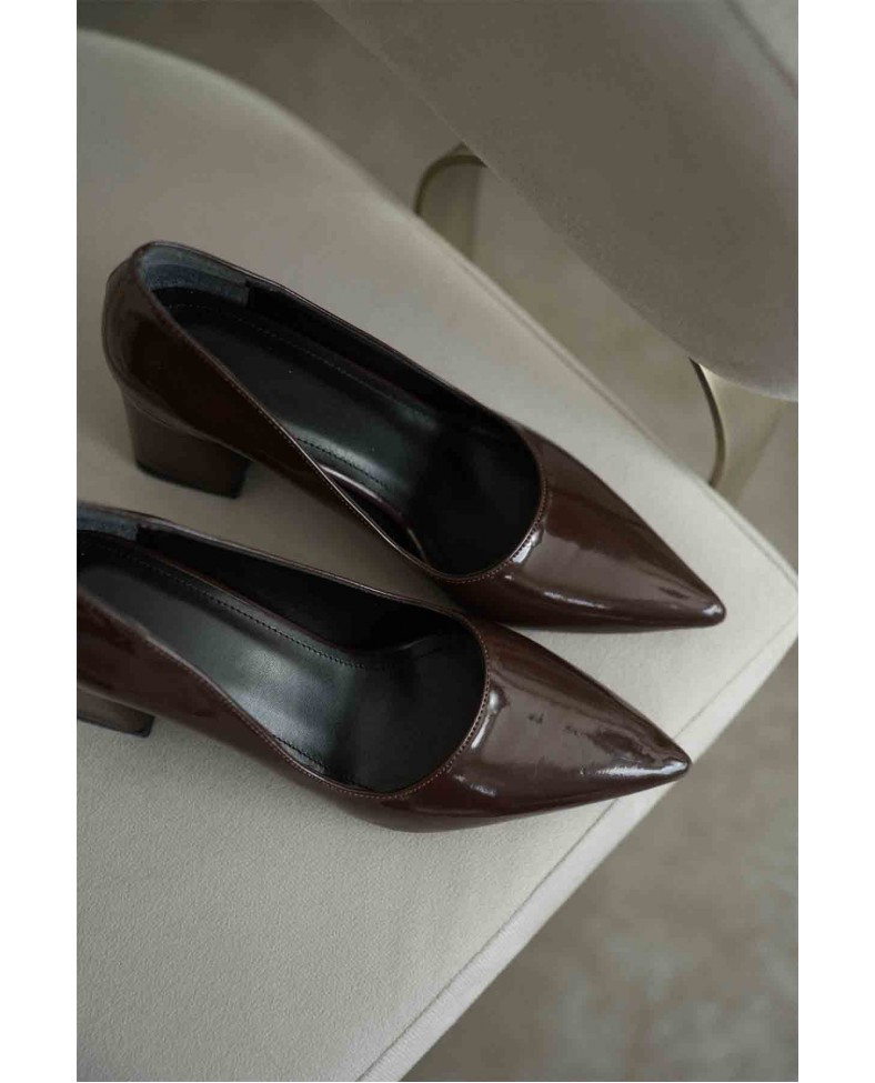 Acı Kahve Rugan Kadın Topuklu Ayakkabı TR08MS16F