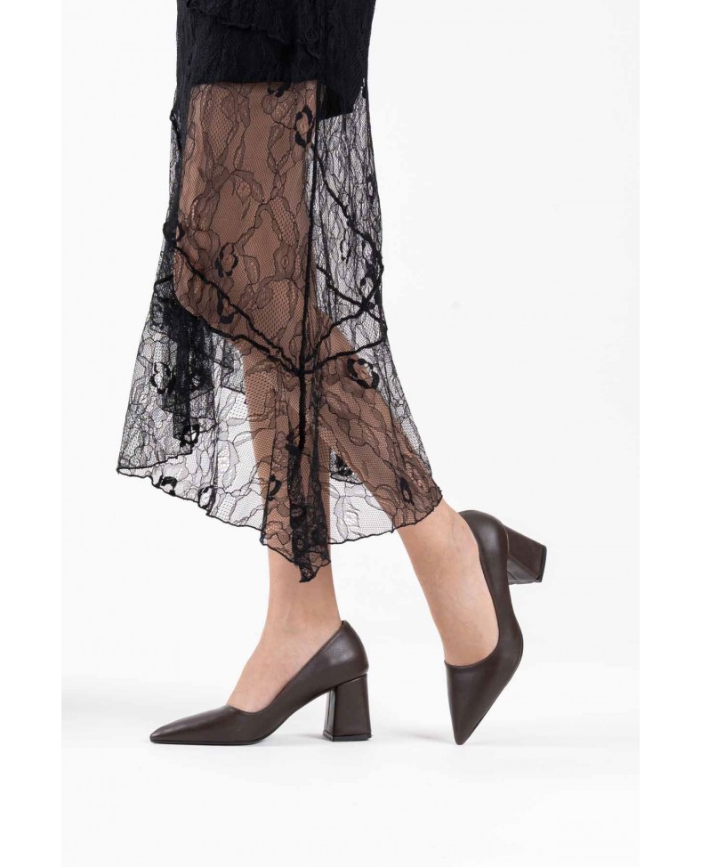 Acı Kahve Cilt Kadın Topuklu Ayakkabı TR08MS16C