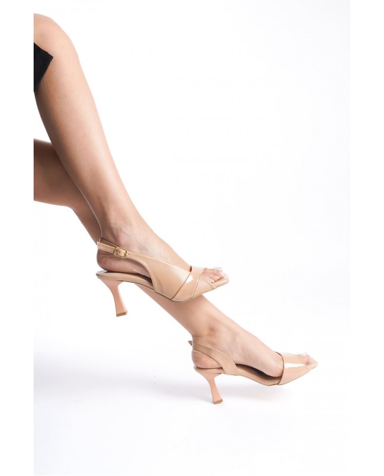 Kadın Nude Rugan Detaylı Topuklu Sandalet TR13MY01D