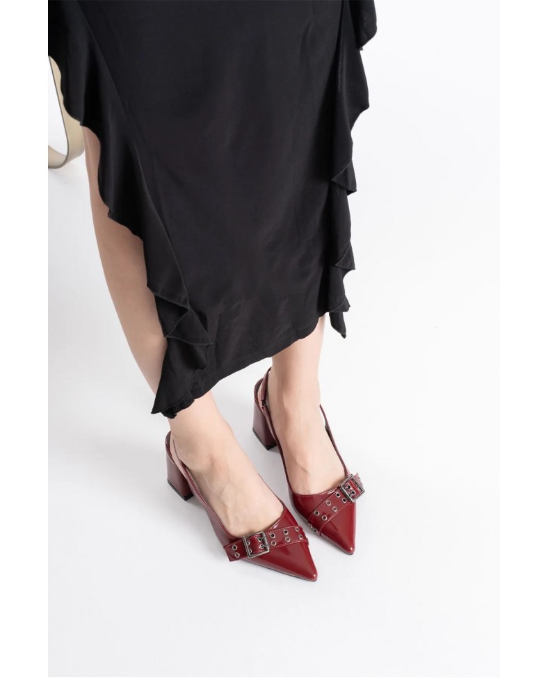 Bordo Rugan Kadın Topuklu Ayakkabı TR08MS07C