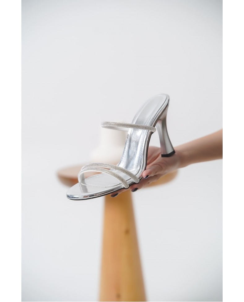 Topuklu Gümüş Kadın Terlik TR20MY24E