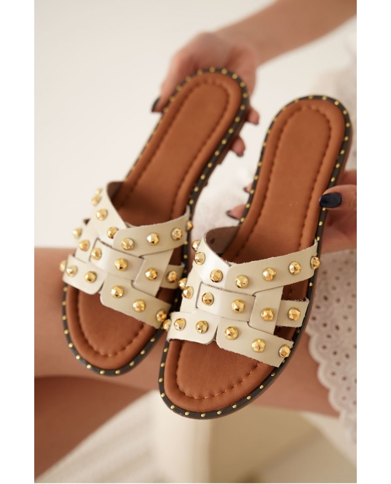 Bej Hakiki Deri Terlik TR31MY68C