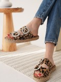 Süet Leopar Taşlı Kadın Terlik TR35MY05E