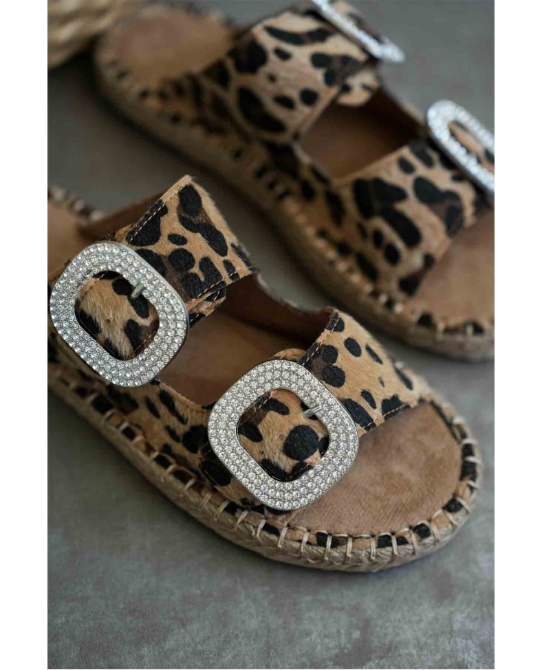 Süet Leopar Taşlı Kadın Terlik TR35MY05E