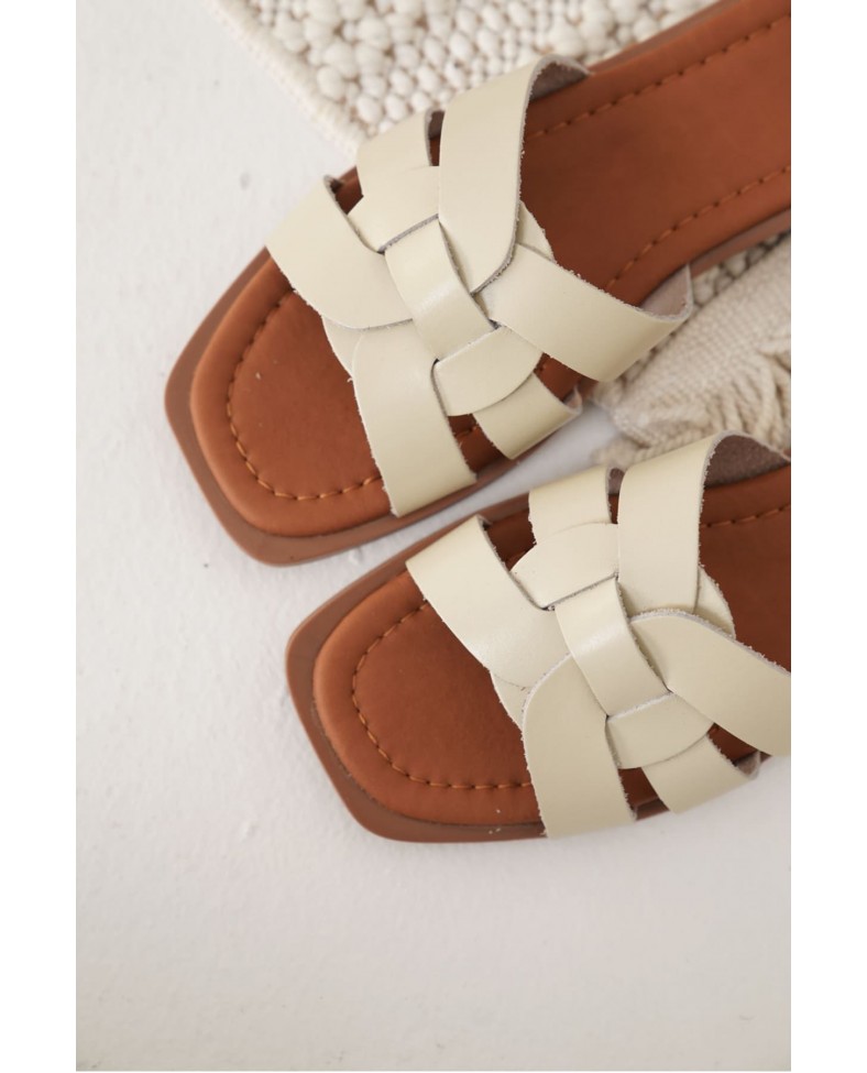 Bej Hakiki Deri Terlik TR31MY66C