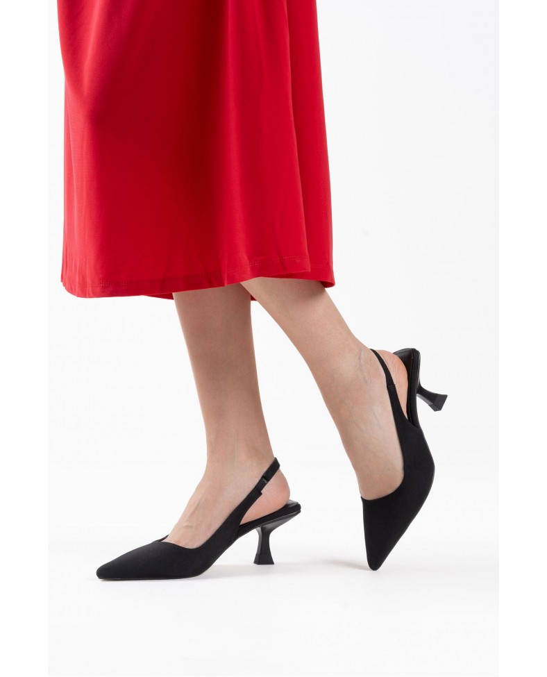 Kadın Siyah Saten Topuklu Ayakkabı TR08MS08A