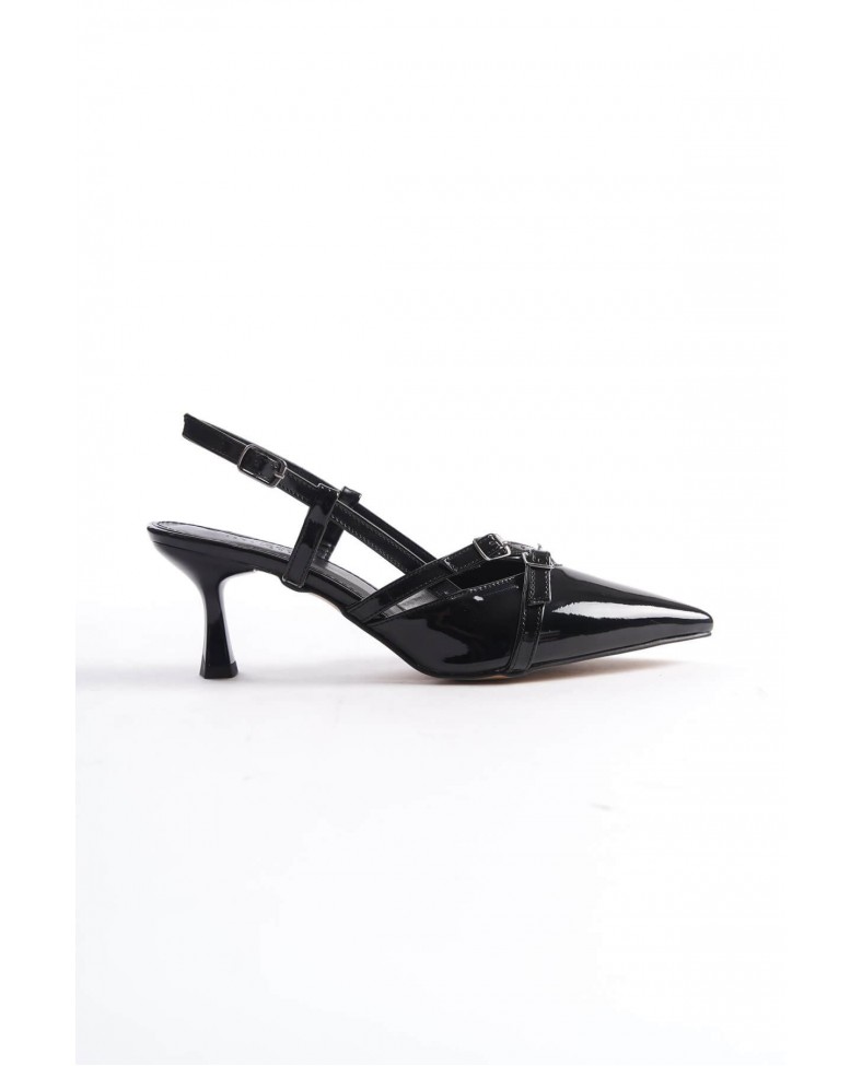 Kadın Siyah Rugan Topuklu Ayakkabı TR08MS17A