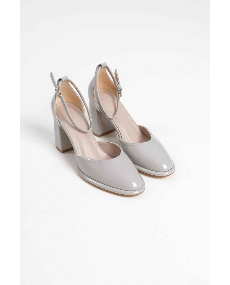 Gri Rugan Kadın Topuklu Ayakkabı TR18MS04D