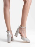 Gri Rugan Kadın Topuklu Ayakkabı TR18MS04D