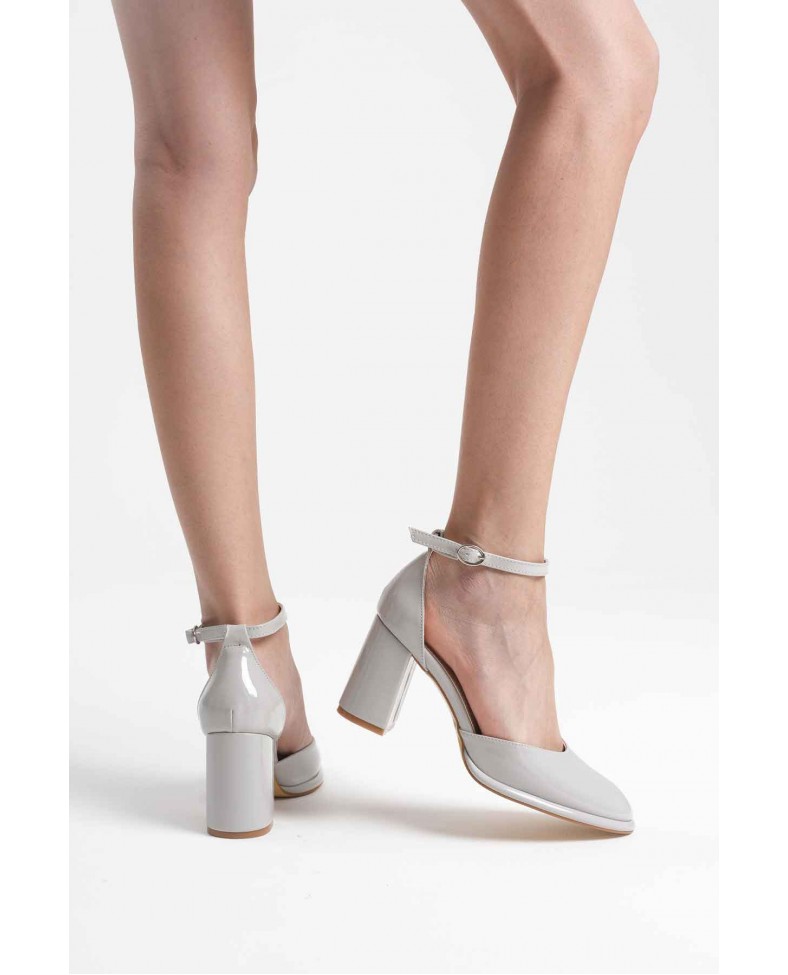 Gri Rugan Kadın Topuklu Ayakkabı TR18MS04D