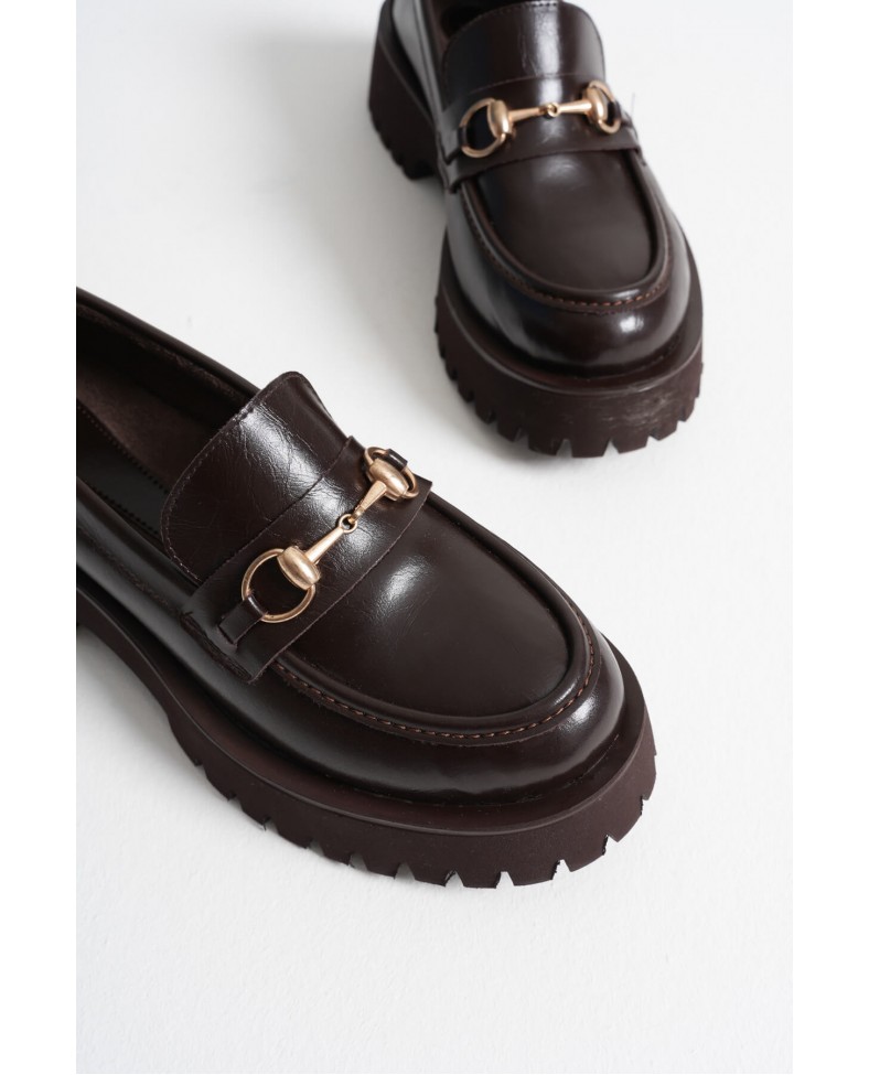 Toka Detaylı Acı Kahve Günlük Loafer Ayakkabı TR10MS04B