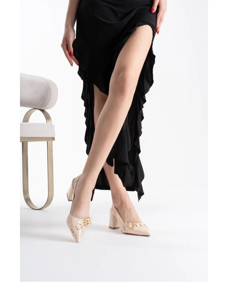 Bej Rugan Kadın Topuklu Ayakkabı TR08MS07B