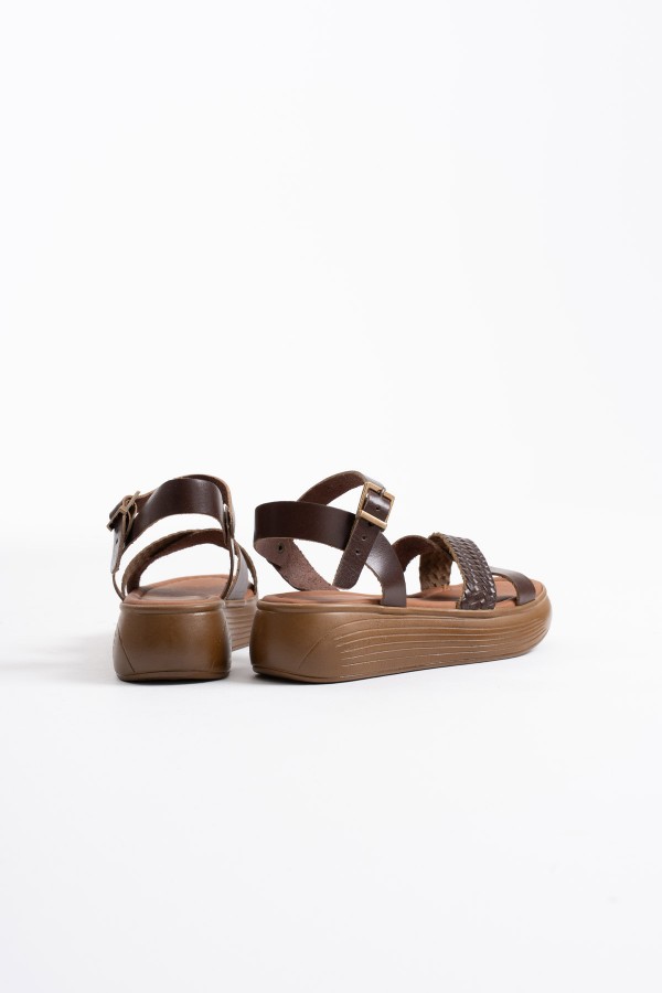 Acı Kahve Hakiki Deri Sandalet TR31MY58K