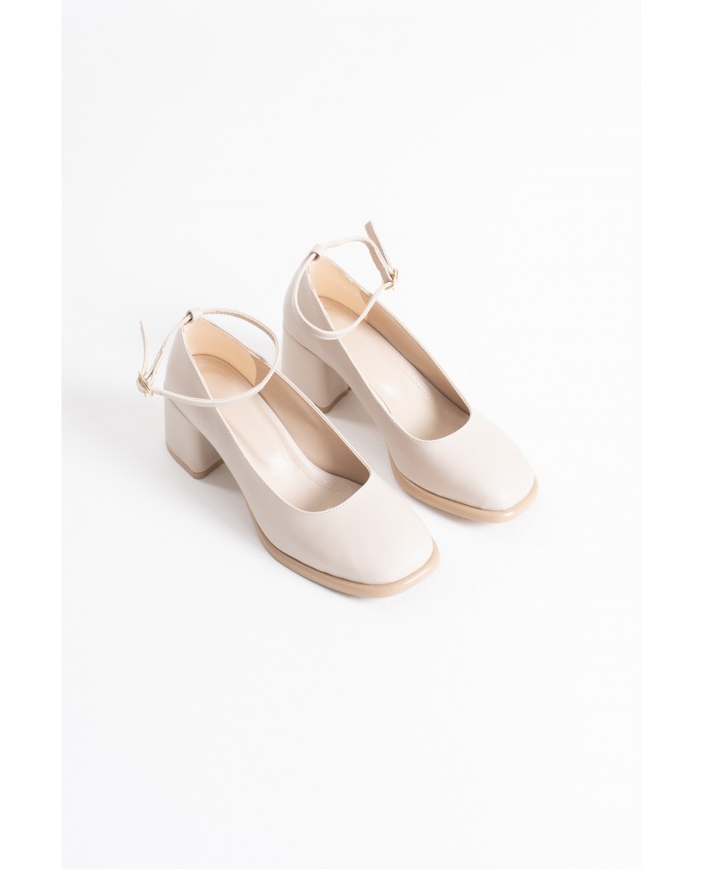 Bej Cilt Kadın Topuklu Ayakkabı TR02MS01B