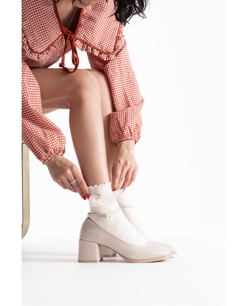 Bej Cilt Kadın Topuklu Ayakkabı TR02MS01B