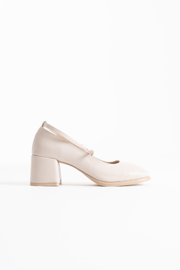 Bej Cilt Kadın Topuklu Ayakkabı TR02MS01B