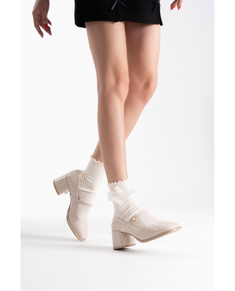 Bej Cilt Kadın Topuklu Ayakkabı TR02MS02D