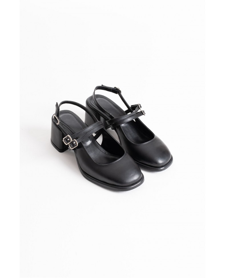 Siyah Cilt Kadın Topuklu Ayakkabı TR02MS03C