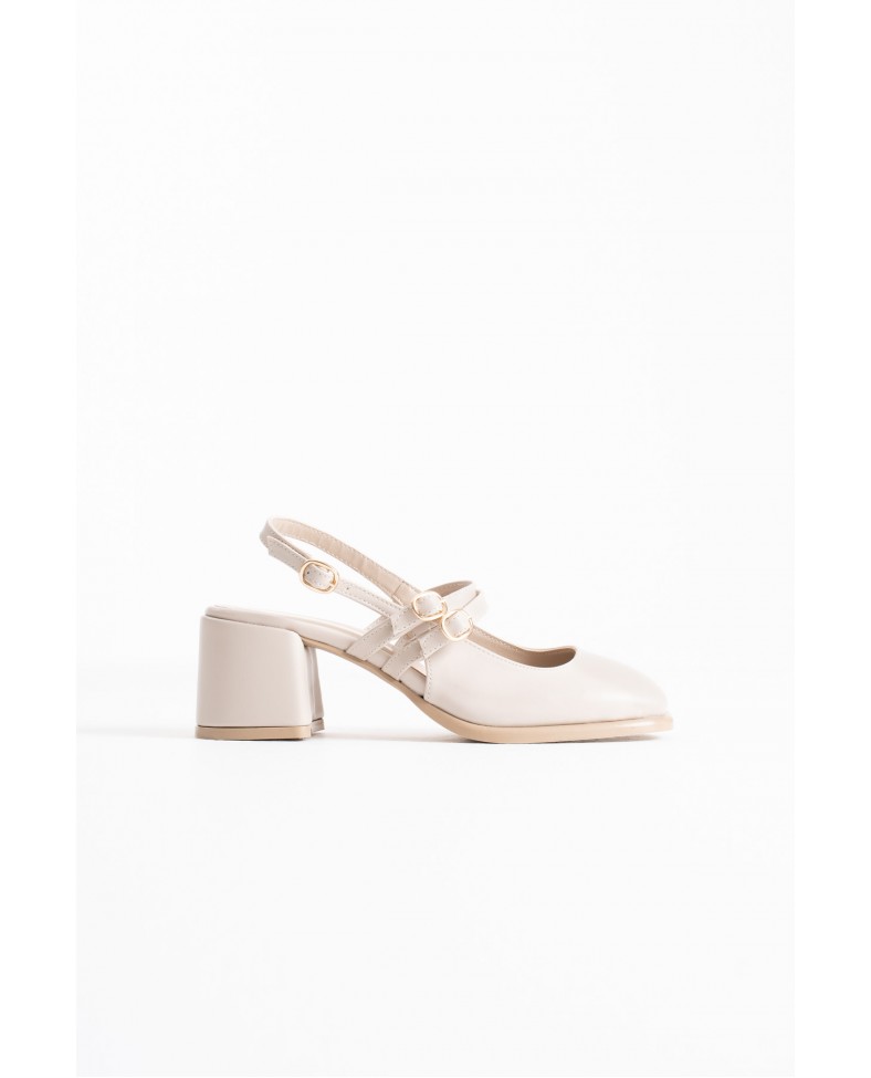 Bej Cilt Kadın Topuklu Ayakkabı TR02MS03D