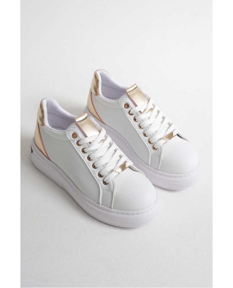 Altın Detaylı Beyaz Kadın Spor Ayakkabı TR01MS03E