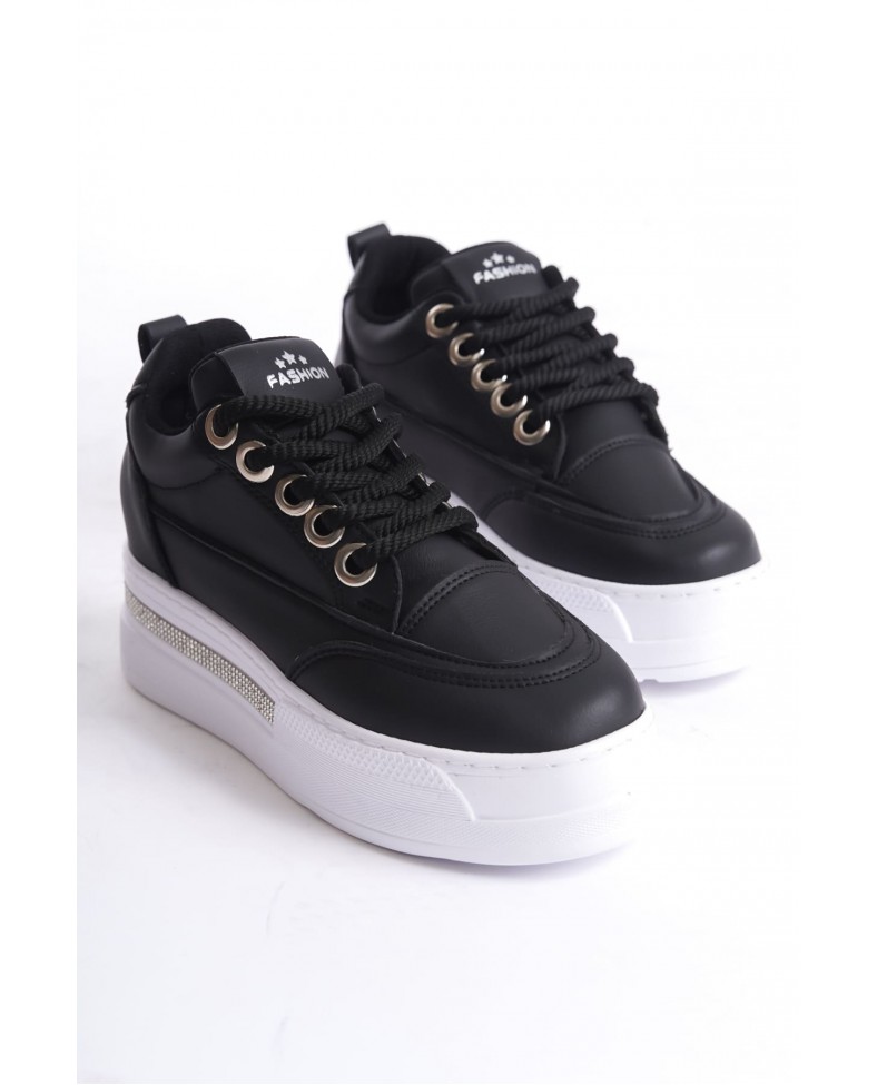 Siyah Kadın Gizli Topuklu Sneaker TR04MS01A