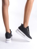 Siyah Kadın Gizli Topuklu Sneaker TR04MS01A