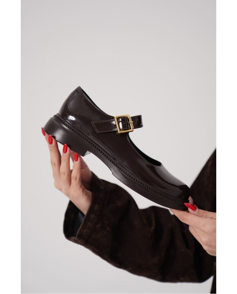 Acı Kahve Rugan Mary Jane Ayakkabı TR09MS01C