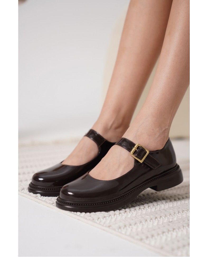 Acı Kahve Rugan Mary Jane Ayakkabı TR09MS01C