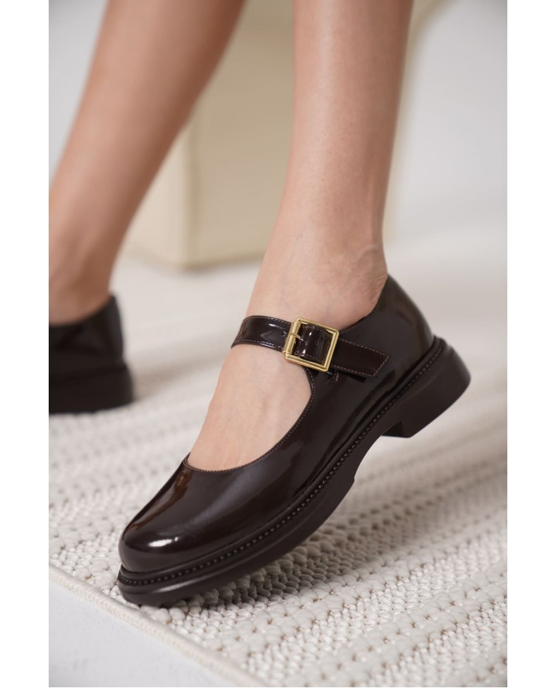 Acı Kahve Rugan Mary Jane Ayakkabı TR09MS01C