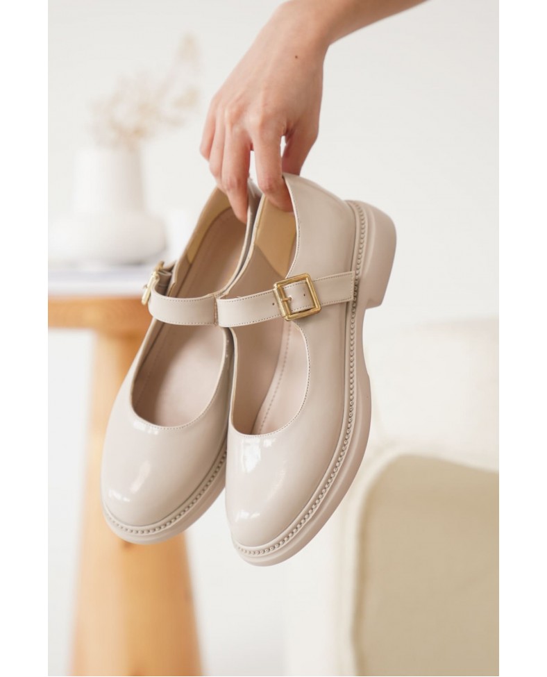 Bej Rugan Toka Detaylı Mary Jane Ayakkabı TR09MS01B