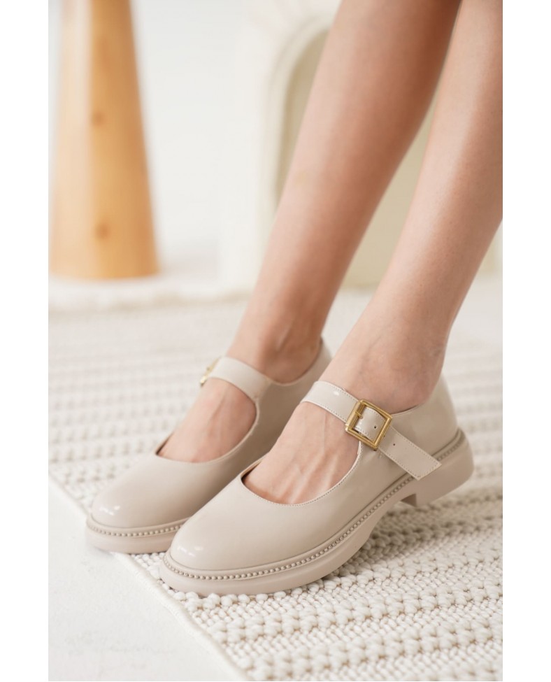 Bej Rugan Toka Detaylı Mary Jane Ayakkabı TR09MS01B