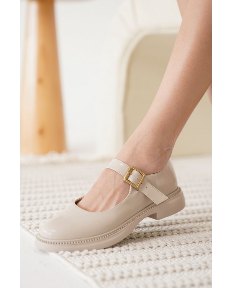 Bej Rugan Toka Detaylı Mary Jane Ayakkabı TR09MS01B