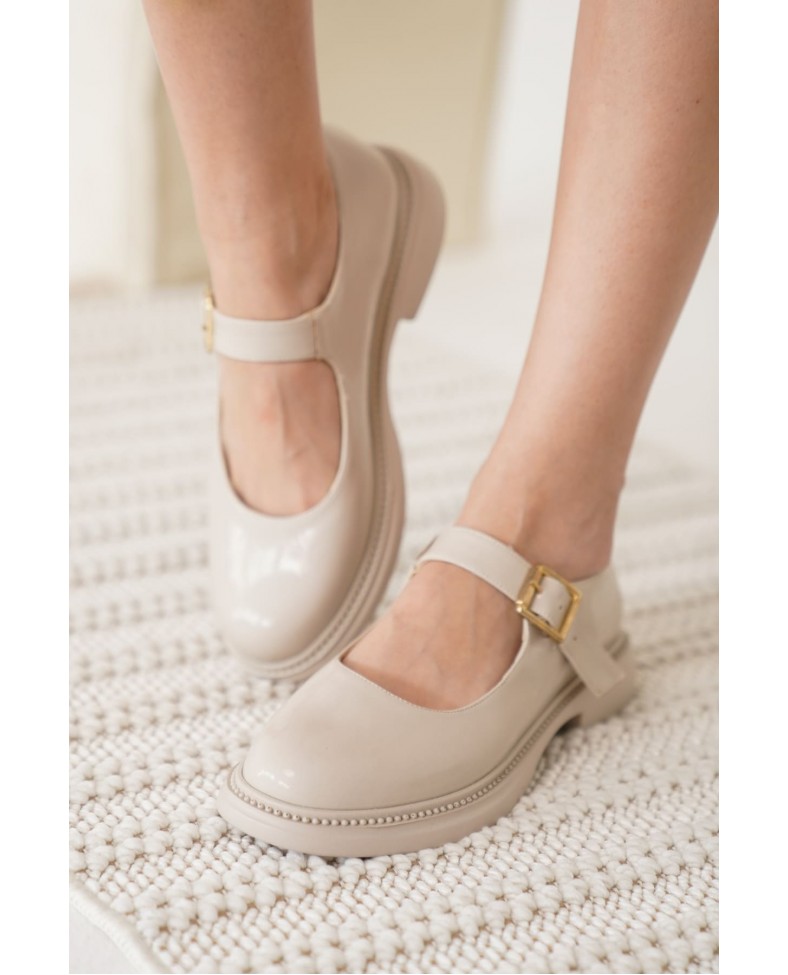 Bej Rugan Toka Detaylı Mary Jane Ayakkabı TR09MS01B