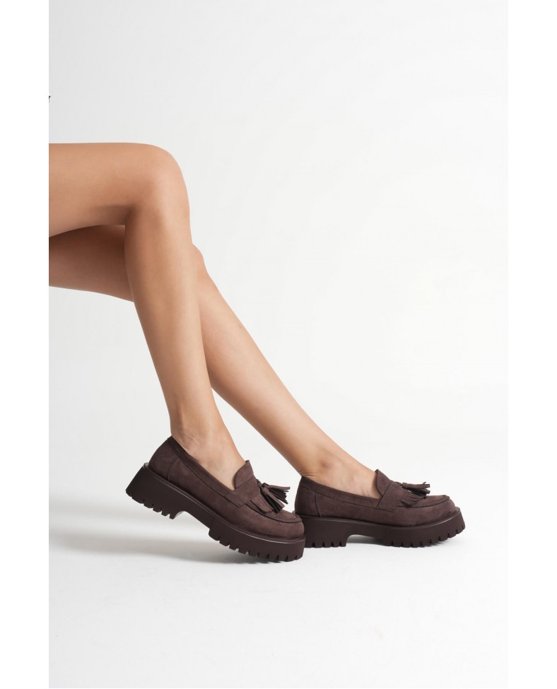 Kadın Günlük Acı Kahve Süet Loafer Ayakkabı TR10MS03E Somersan Giyim | Kadın, Erkek ve Çocuk Moda