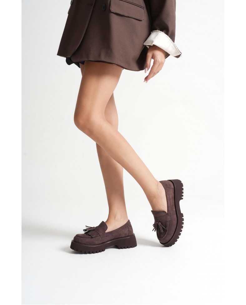 Kadın Günlük Acı Kahve Süet Loafer Ayakkabı TR10MS03E Somersan Giyim | Kadın, Erkek ve Çocuk Moda