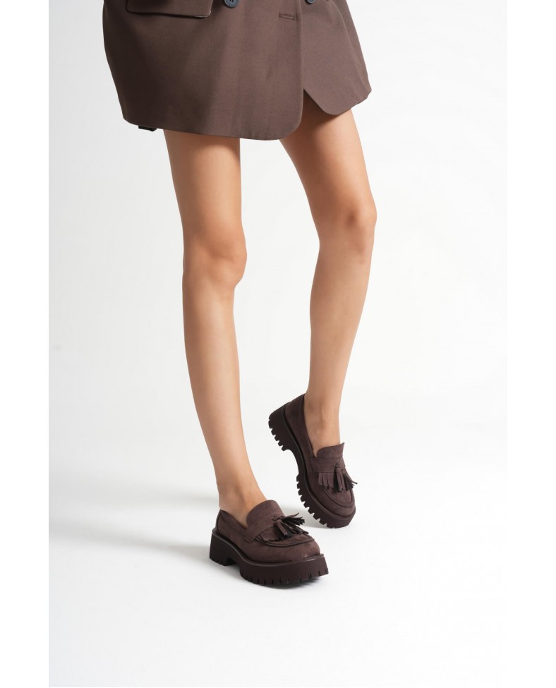 Kadın Günlük Acı Kahve Süet Loafer Ayakkabı TR10MS03E Somersan Giyim | Kadın, Erkek ve Çocuk Moda