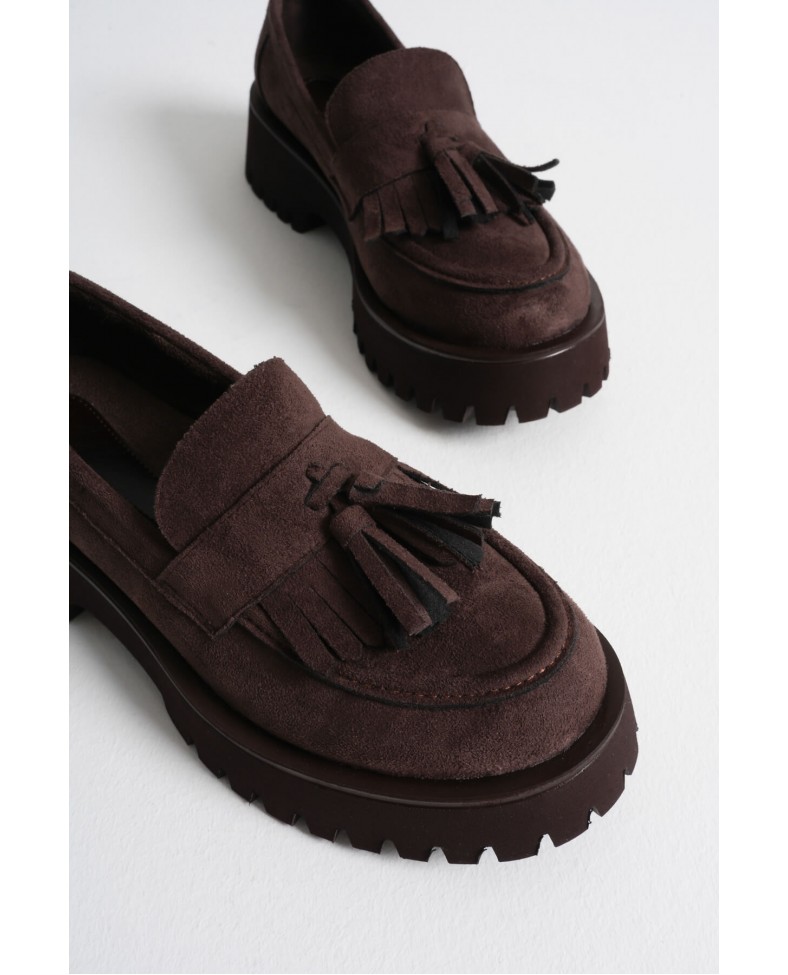 Kadın Günlük Acı Kahve Süet Loafer Ayakkabı TR10MS03E Somersan Giyim | Kadın, Erkek ve Çocuk Moda