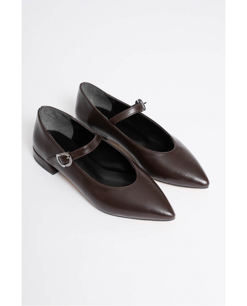 Kadın Acı Kahve Günlük Kısa Topuklu Ayakkabı TR23MS01B