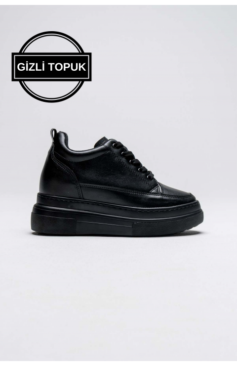 Kadın Gizli Topuk Siyah Spor Ayakkabı