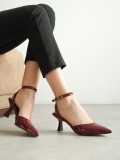 Kadın Bordo Rugan Topuklu Ayakkabı TR03MS02D